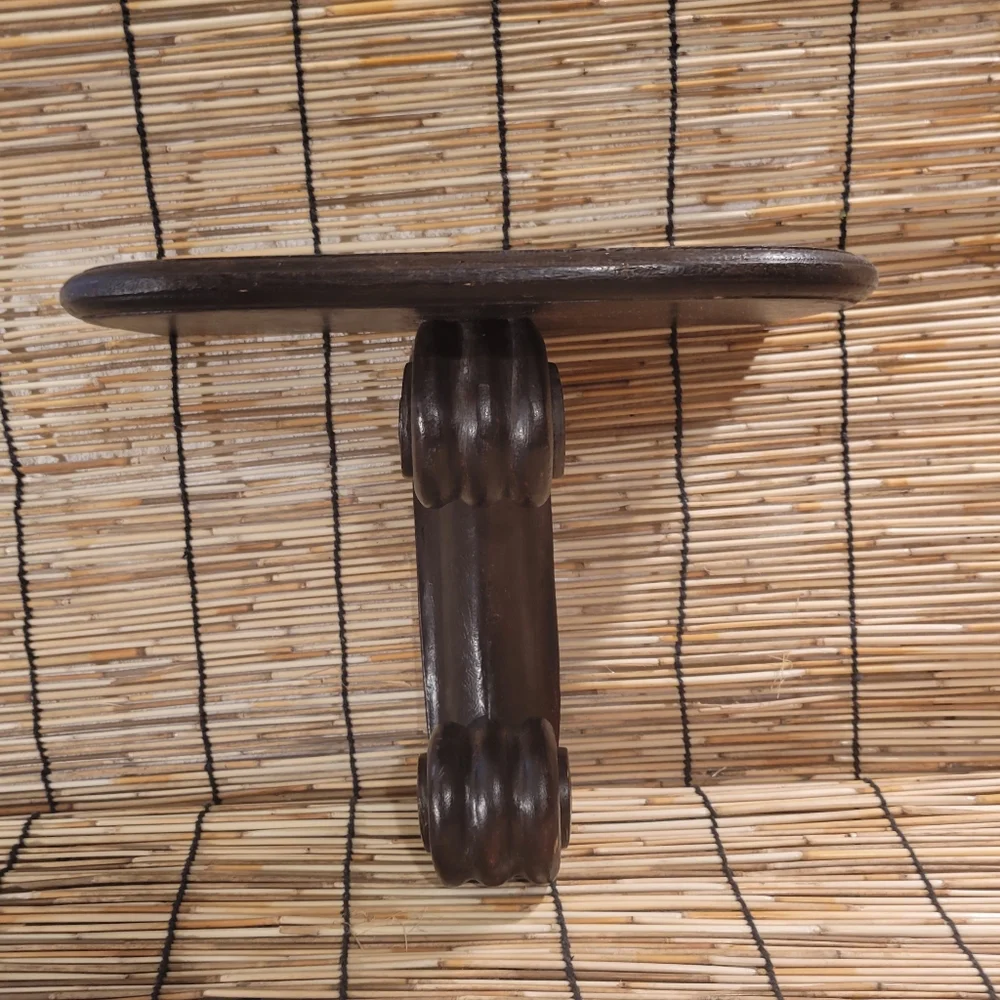 Late 20th Century Hand Carved India Wooden Fiddlehead Accent Shelf